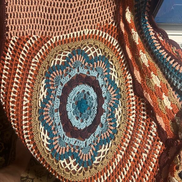 Almost Famous Retro Shawl Wrap Womens 1X Hippie Earth Jewel Tones Flowy Feminine - Picture 7 of 10